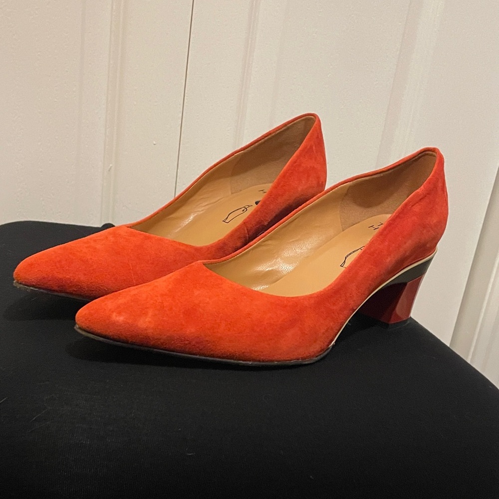 Tanya Heath Red Suede Interchangeable Heels with 5 heel pairs